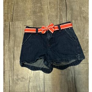 Gymboree Girls Size 6 Denim Shorts with Red Bow Belt Summer Casual Jean Shorts